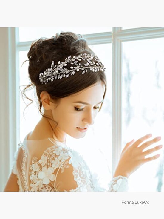 Crystal Headband Wedding Headdress Rhinestone Hairpiece Double Layer Gold main image 5